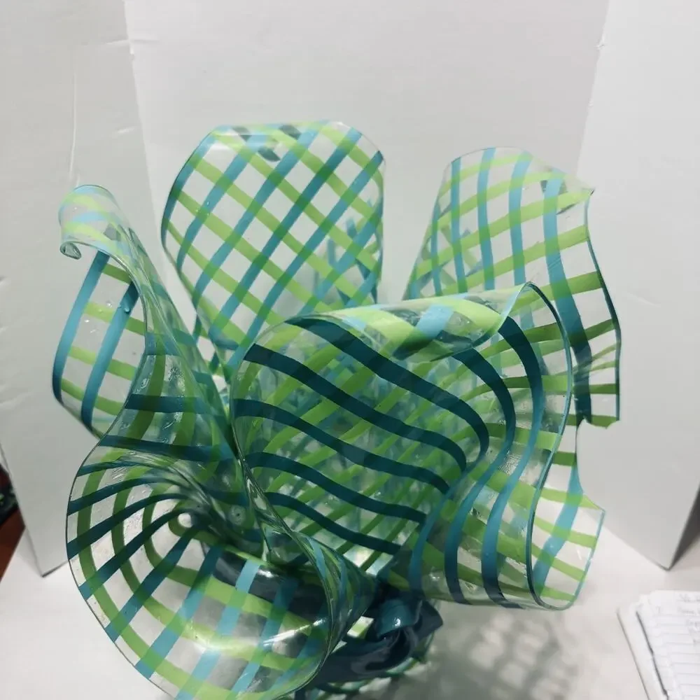 Lily‎ for Hangables Plastic Vase Wine Bucket Teal Green Bow Handmade USA Gift